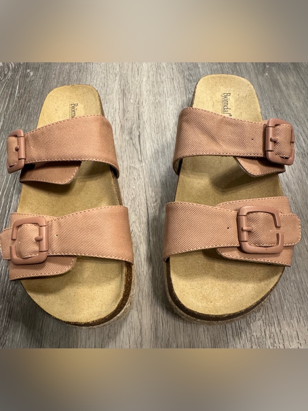 Bjorndal Double Buckle Slide Sandals in Dusty Rose